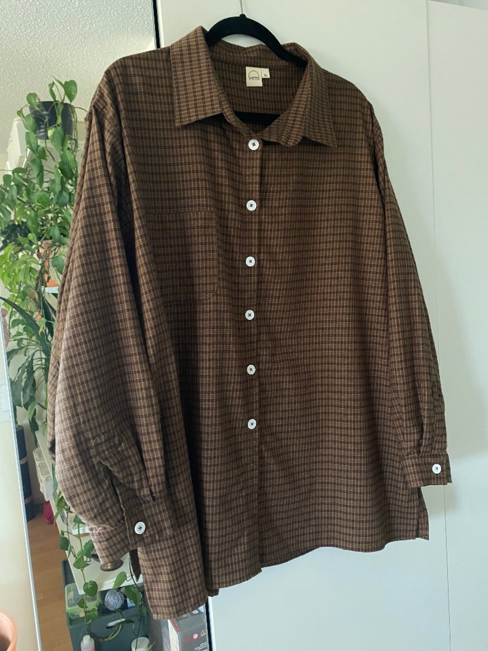 Shelter Lloyd button up in brown plaid - Picture 3 of 6